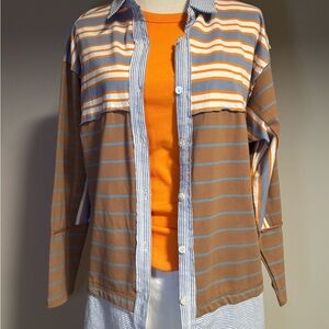 Davi & Dani mixed media long sleeve top.  Can be worn as top or “shacket”